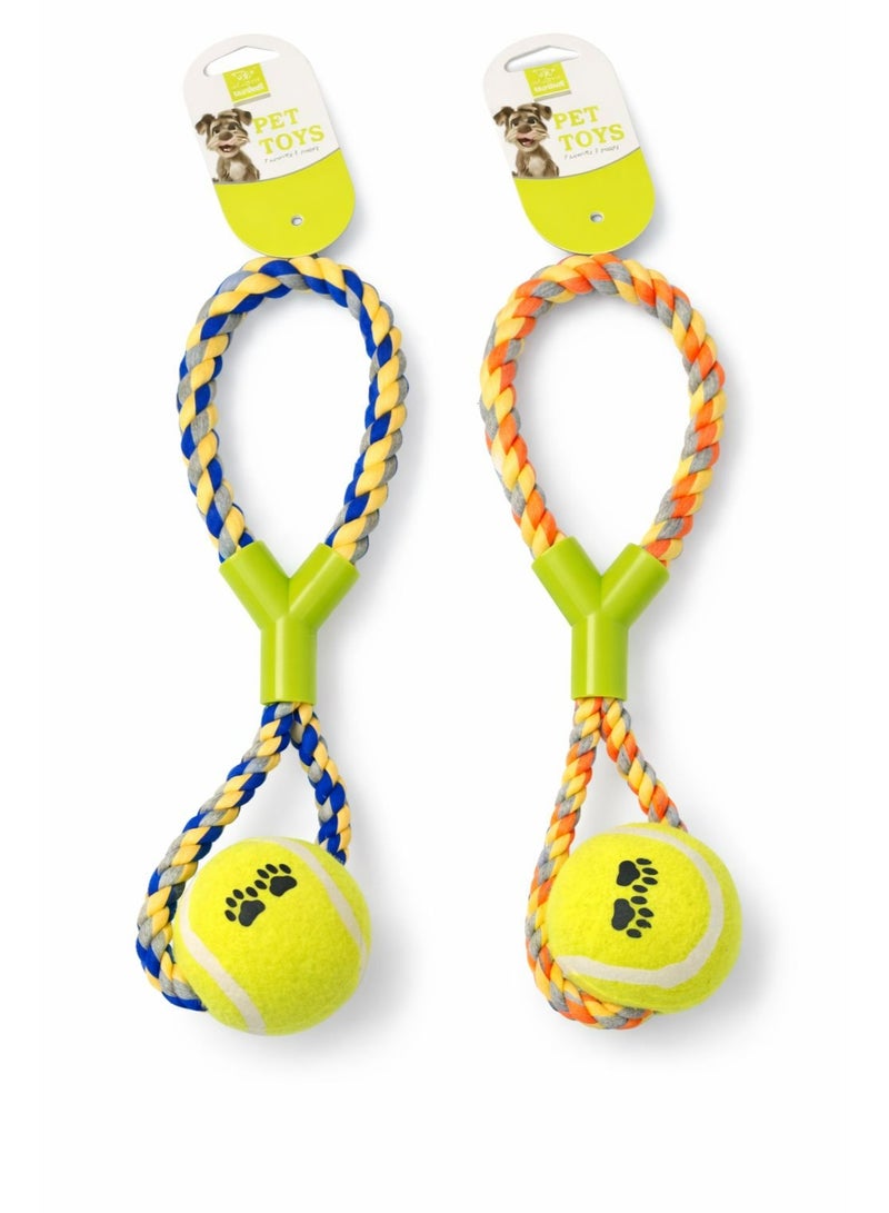 Nunbell Dog Rope Toy with Tennis Ball, Braided Cotton Rope Toy for Interactive Play and Fetch